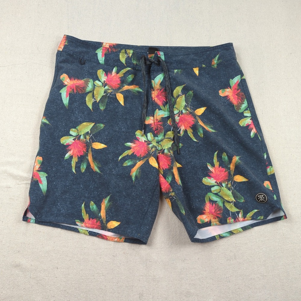 Roark Shorts Mens 34 Blue Passage Board Short Floral Beach Casual